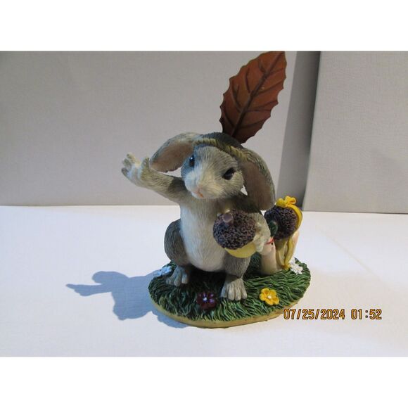 CHARMING TAILS FALL BUNNY RABBIT INDIAN IMPOSTER ACORN SNAIL 87/446 FITZ / FLOYD - Picture 3 of 8